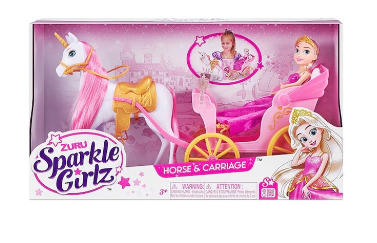 سباركل جيرلز دمية يونيكورن والأميرة مع عربة