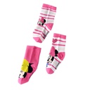 ديزني - طقم 3 قطع - جوارب ميني ماوس كرو - مخطط وردي