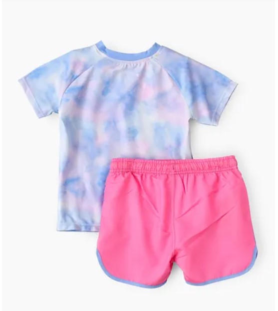 Snoopy Print Short Sleeves Rashguard and Shorts Set