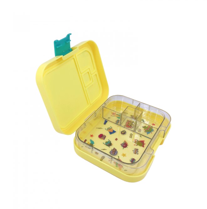 تايني ويل - صندوق طعام أربع أقسام أصفر