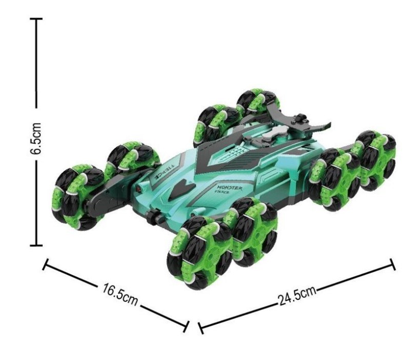 سيارة كرازون بثمانية عجلات بجهاز تحكم -باللون الاخضر