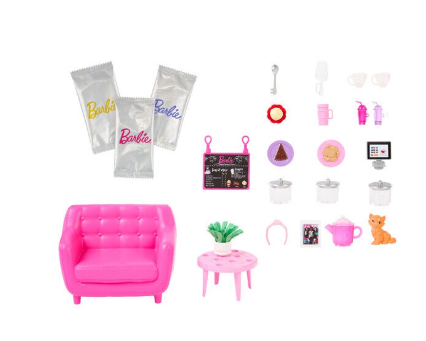مجموعة لعب ودمية باربي كيوت آند كوزي كافيه 22 اكسسوارات