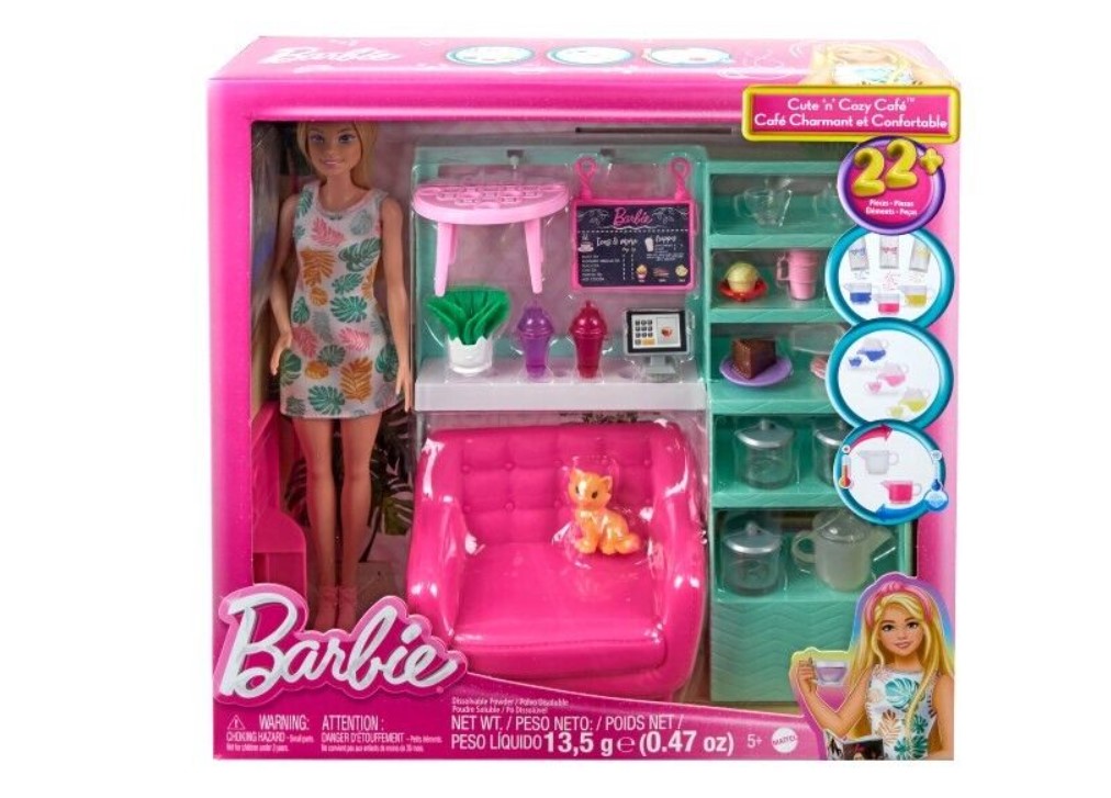 مجموعة لعب ودمية باربي كيوت آند كوزي كافيه 22 اكسسوارات