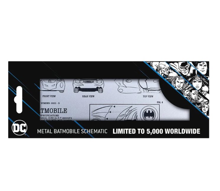 DC Comics Tin Sign Batmobile Schematic