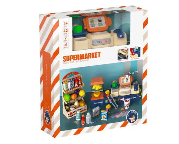 طقم سوبر ماركت 42 قطعة مع الضوء والصوت