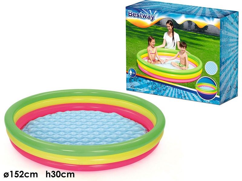 مسبح نفخ 3 طبقات ملون بقاعدة نفخ152X30 سم