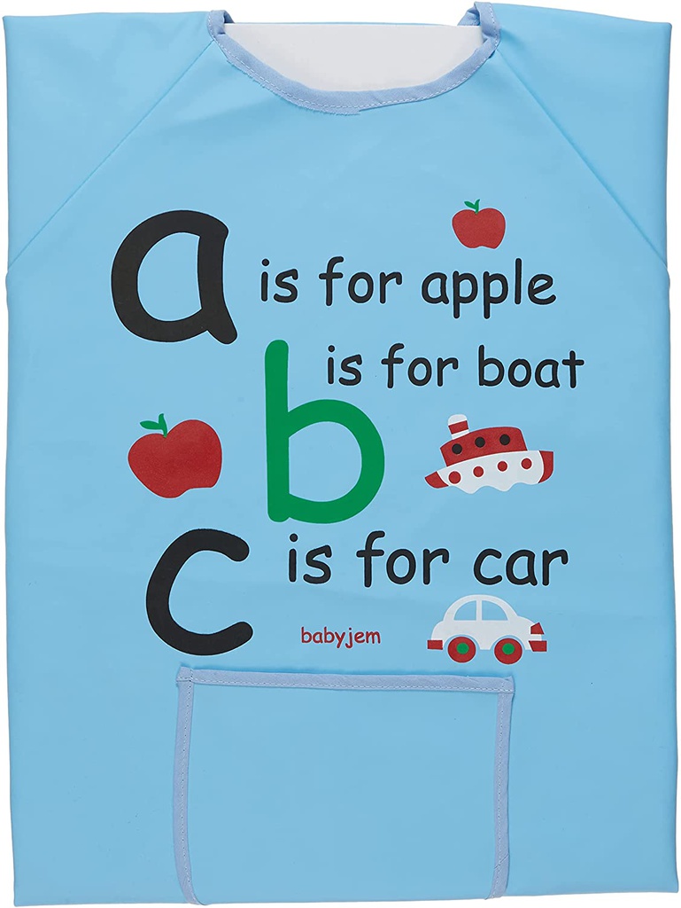 بيبي جيم مريلة اكل للأولاد برسومات ، ازرق