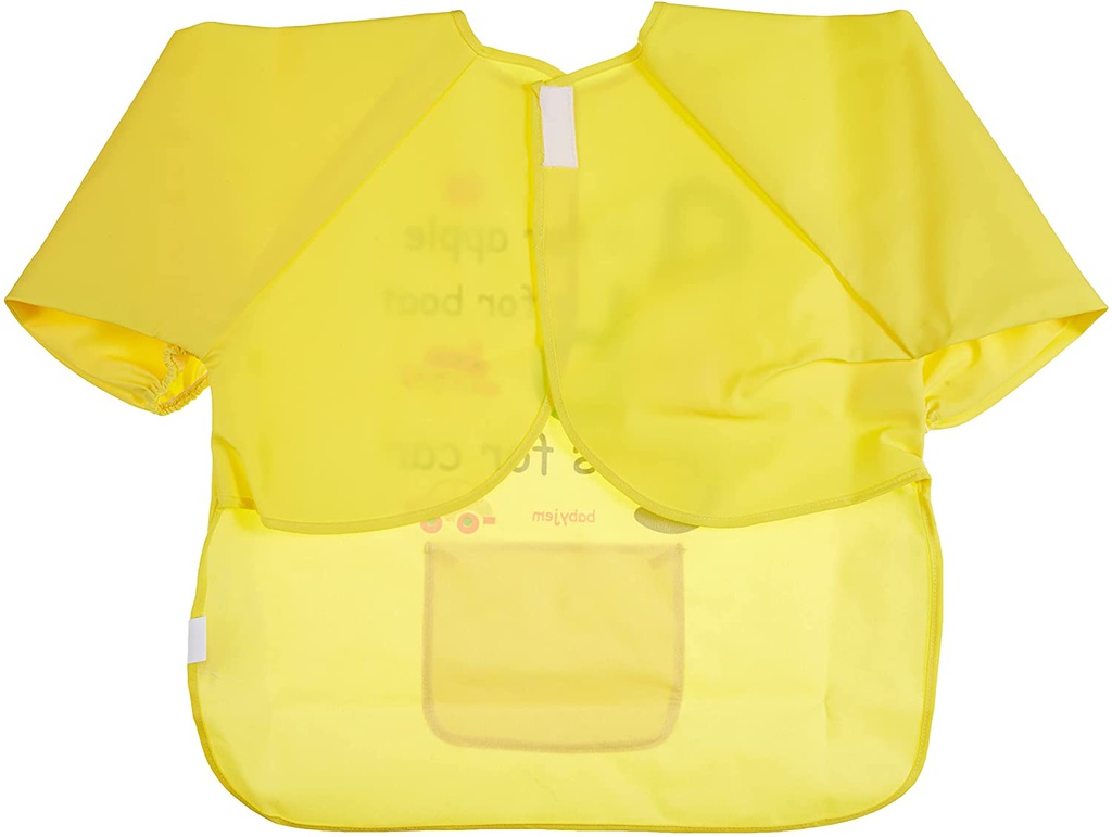 بيبي جيم مريلة اكل للأطفال برسومات ، اصفر