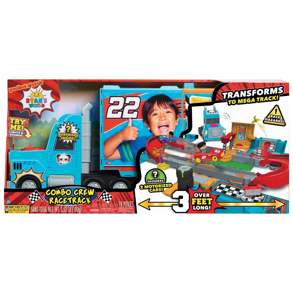 Ryan's World Combo Crew Racing Car Playset, 19 Pieces