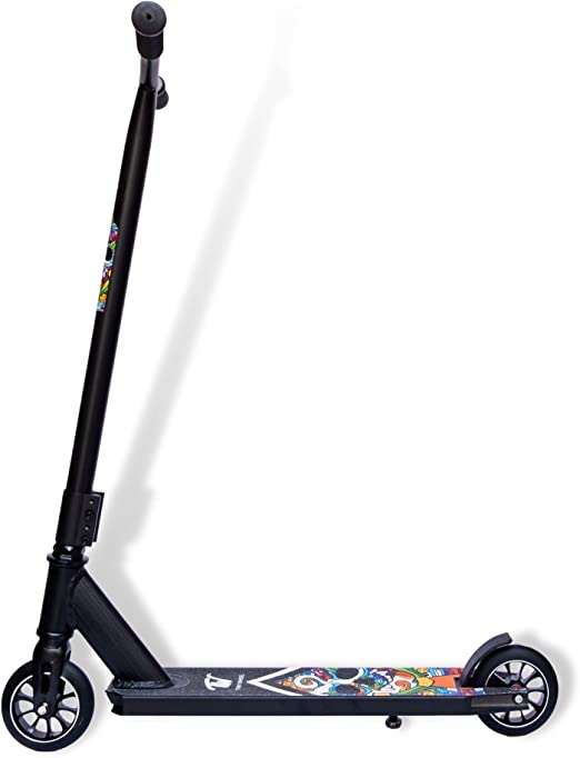Tiny Wheel Stunt Scooter - Skull , Black , 9812