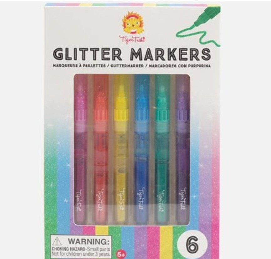 Tiger Trip Glitter Marker Pen 6pcs