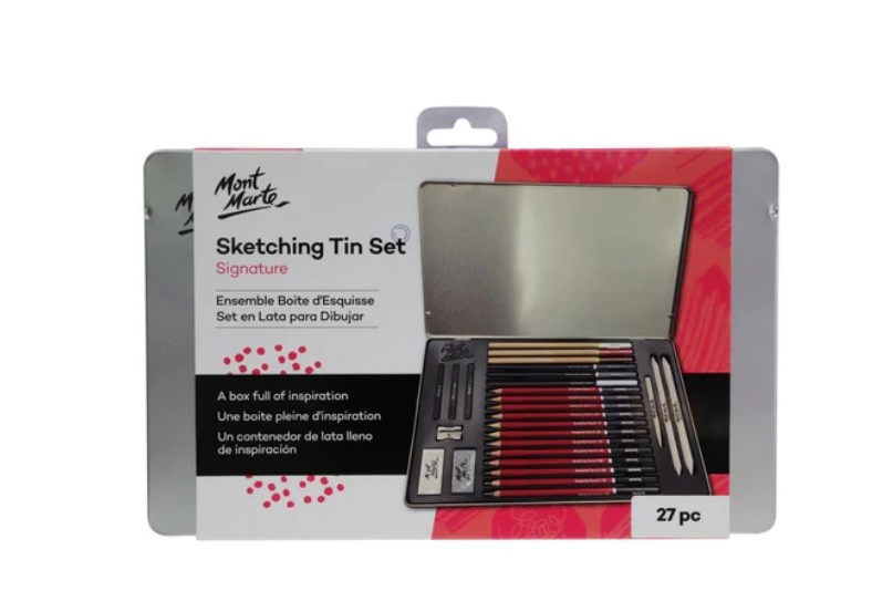 Montmart 27-piece drawing set. Metal box