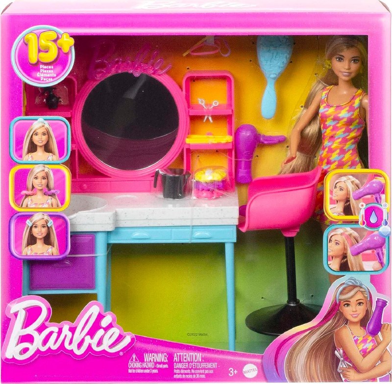 Barbie doll and hair salon play set