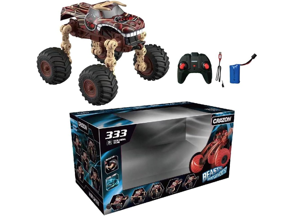 Crazon car has big wheels for off-road control