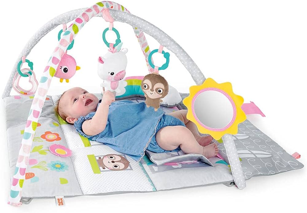 Gym with 6 sensory toys and unicorn-shaped musical light