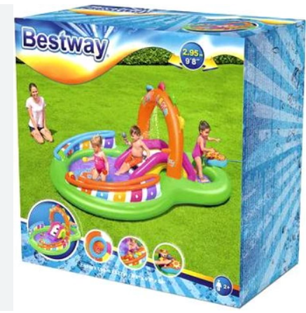 Children's swimming pool with slide, size 295 x 190 x 137 cm, inflatable