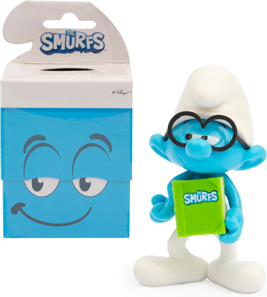 A box containing a surprise Smurfs figure