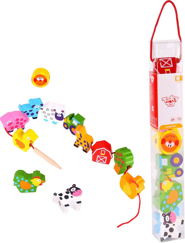 مكعبات حيوانات المزرعة الخشبية