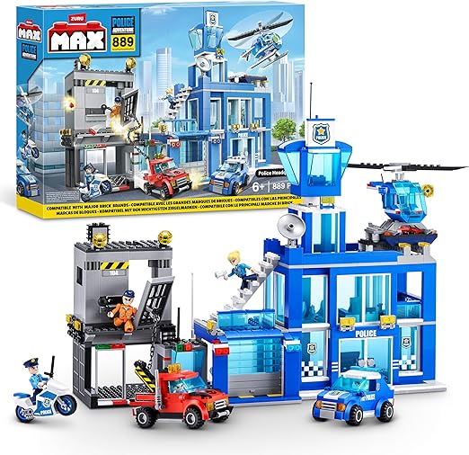 Max police station construction and installation toy, 889 pieces