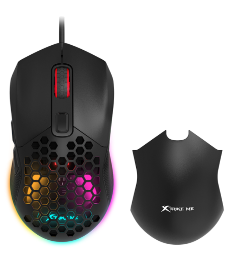 Black backlit wired gaming mouse