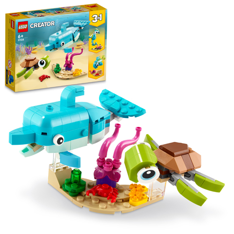 LEGO Creator Dolphin and Turtle 3-in-1 building toy, 137 pieces