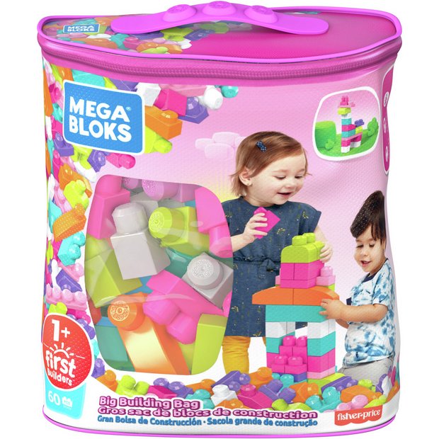 Mega Bloks Building Blocks Bag - 60- Pieces Pink