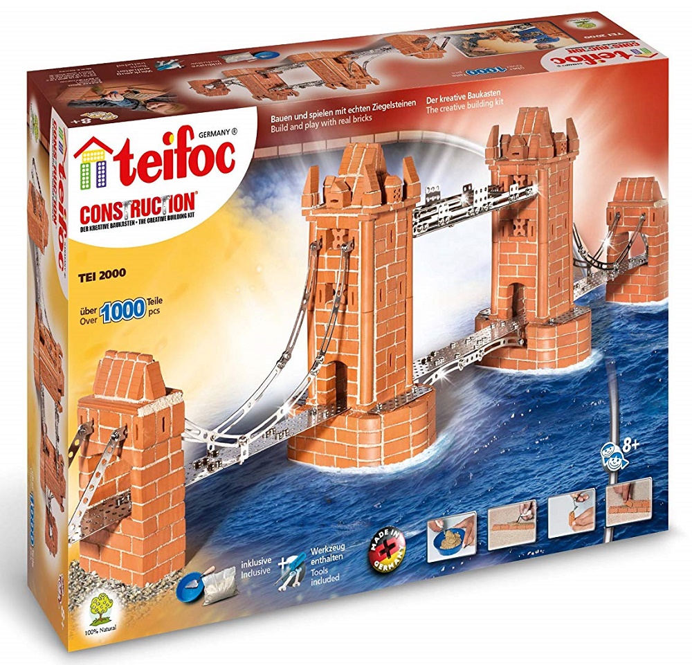 1000 Pieces Construction Tower Bridge Building Set, Brown