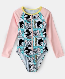 [WB800957] Tom and Jerry V Cut One Piece Girls Swim Suit 