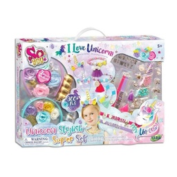 [T08334-A-A] تاسيا - مجموعة مجوهرات 2 في 1 أساور وتسريحة شعر على طراز يونيكورن