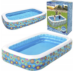 [26-54121] Colorful 3-layer rectangular inflatable pool, 305X183X56 cm