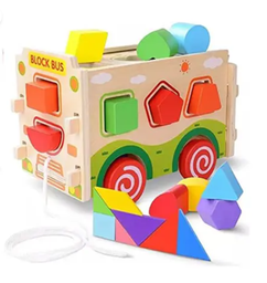 [33-2270] Baby Love Wooden Blocks with 3D Push Truck