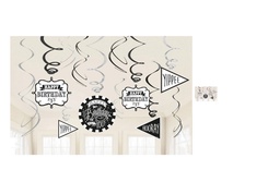 [SQUI3817] Black and white spiral birthday decorations