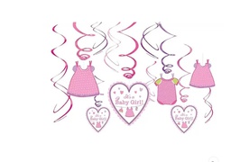 [SQUI3814] Paper decorations for the occasion of the arrival of a newborn girl in the form of swirls