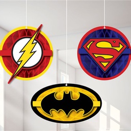 [SQUI2966] JUSTICE LEAGUE HONEYCOMB DECORATIONS, 3PCS