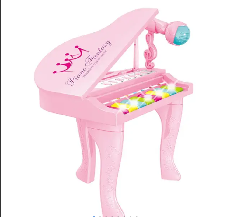 بيانو موسيقي للأطفال على الأرجل مع ميكروفون
