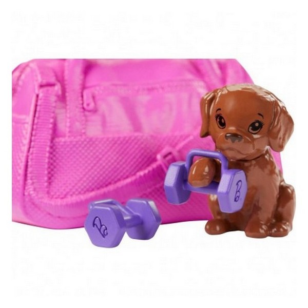 دمية باربي- الرياضية ذات شعر أحمر - مع جرو