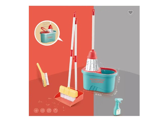 مجموعة أدوات تنظيف الأطفال مكنسة صغيرة مجرفة ممسحة