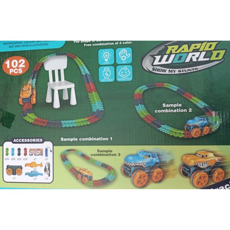  مجموعة مسار الديناصور 102 قطعة شاحن USB 