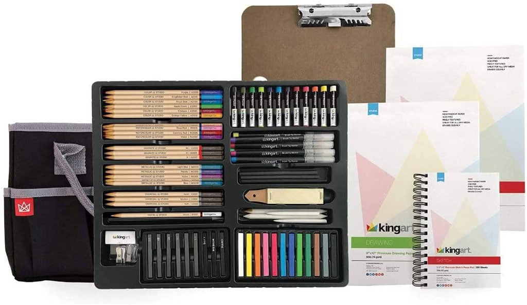 124 KINGART ULTIMATE SERIES SKETCHING &amp; DRAWING SET