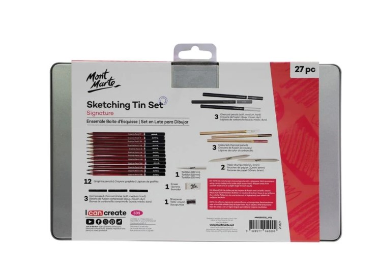 ادوات رسم 27 قطعة علبة معدن مونت مارت