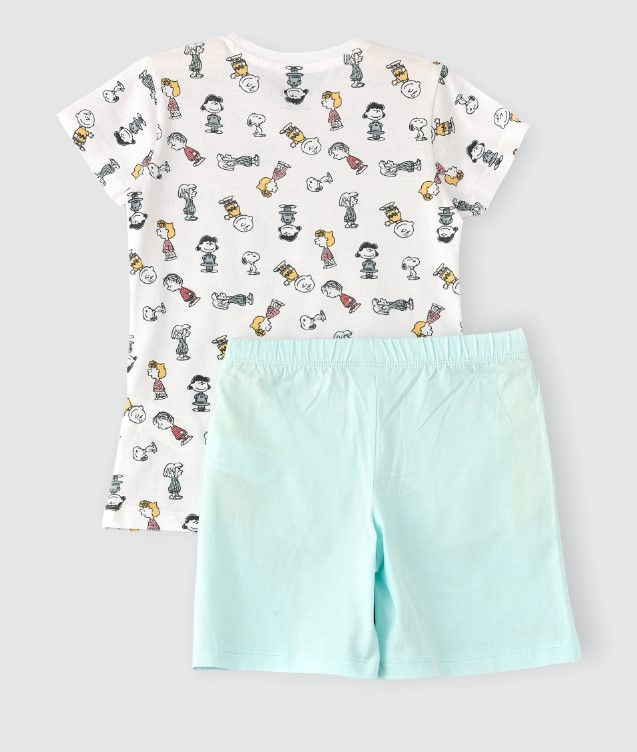 طقم بجامة شورت بناتي-سنوبي