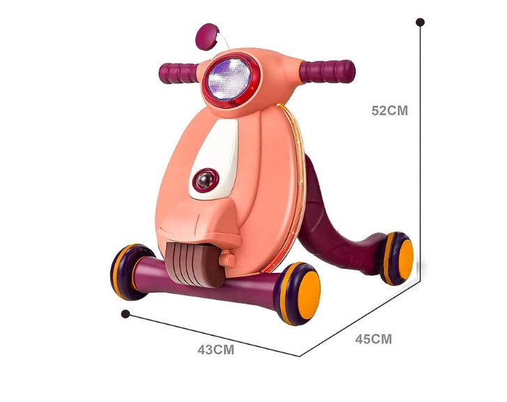 مشاية أطفال متعددة الوظائف مع ضوء وموسيقى وردي