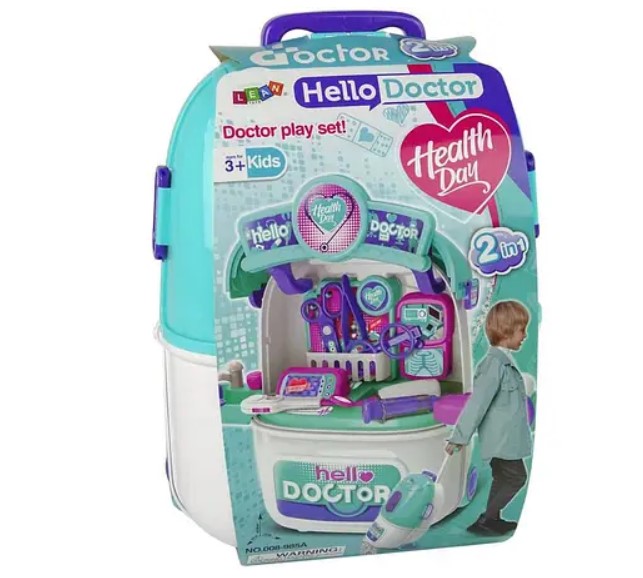 مجموعة ألعاب الطبيب حقيبة على عجلات 2 في 1