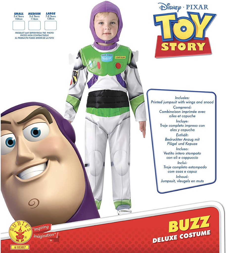 ملابس تنكرية من افلام توي ستوري ديزني لشخصية باز  ، مقاس سمول، لعمر 3-4 سنوات