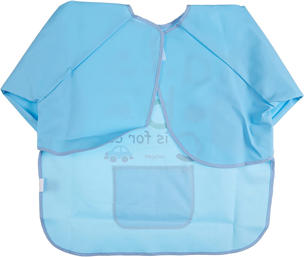 بيبي جيم مريلة اكل للأولاد برسومات ، ازرق