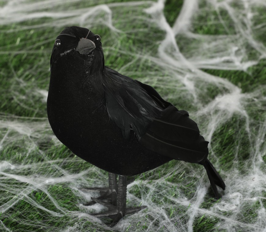 Decoration - free standing crow 23 cm