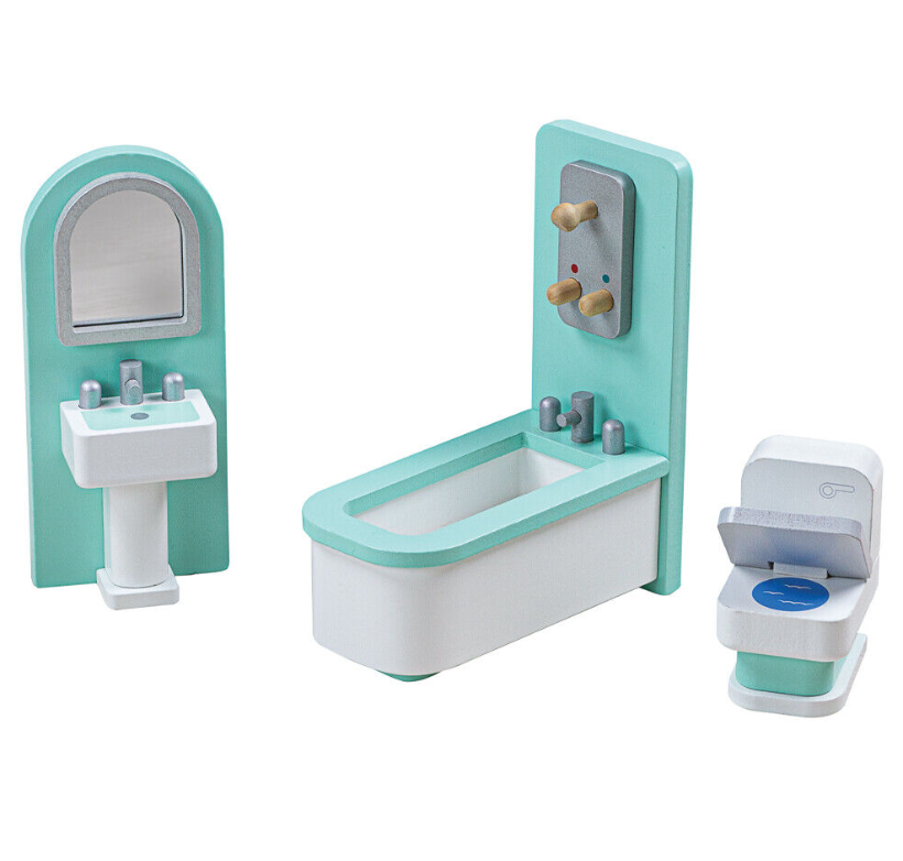Tedlo - Wooden Dollhouse Furniture Set - Bathroom