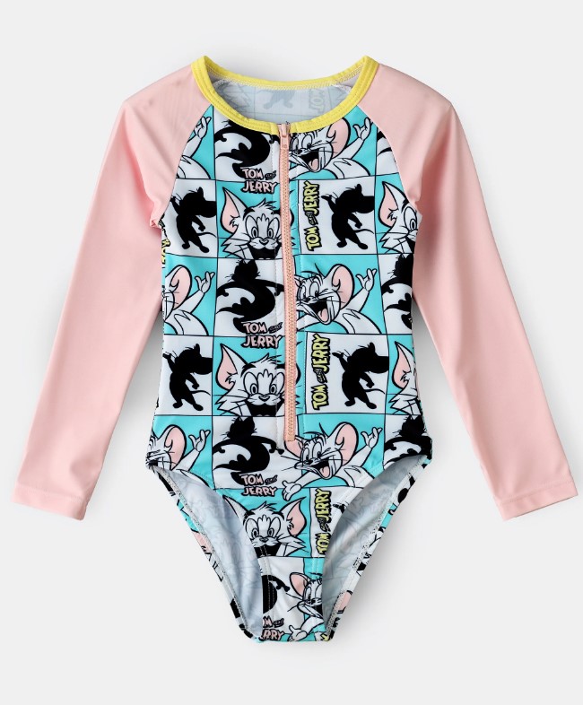 Tom and Jerry V Cut One Piece Girls Swim Suit 