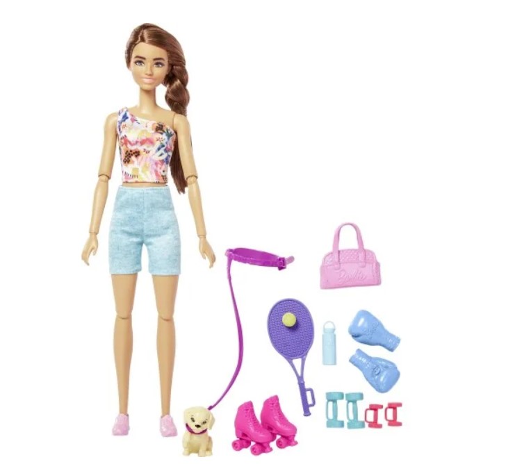 Barbie doll with sports accessories