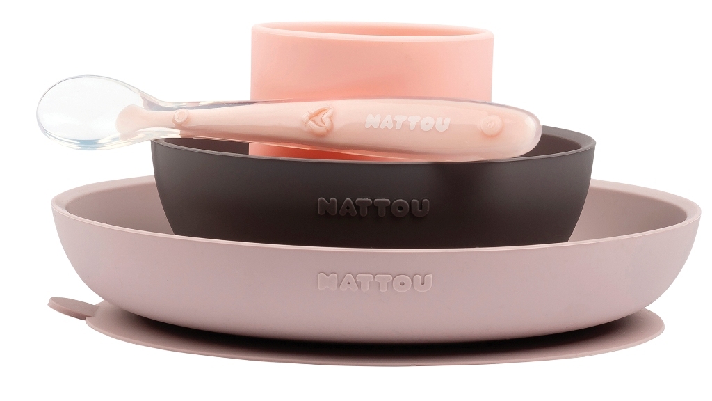  nattou 4-Piece Kids Silicone Cutlery Set 